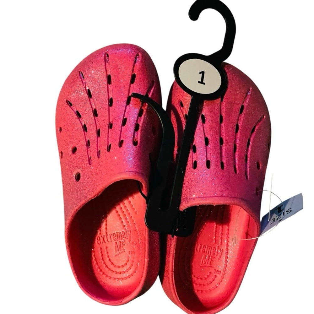 NEW Extremely Me Girls Glitter Sparkly Pink Clogs Crocs